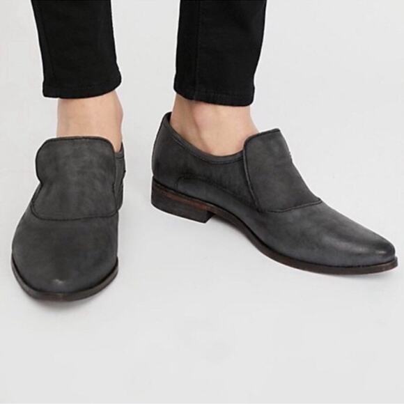 Free People | Gray Leather Brady Slip On Loafer Flats Size 35.5 - Picture 3 of 10